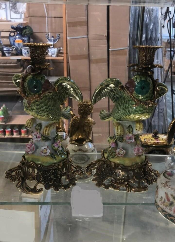 Подсвечник с попугаем 2 штуки