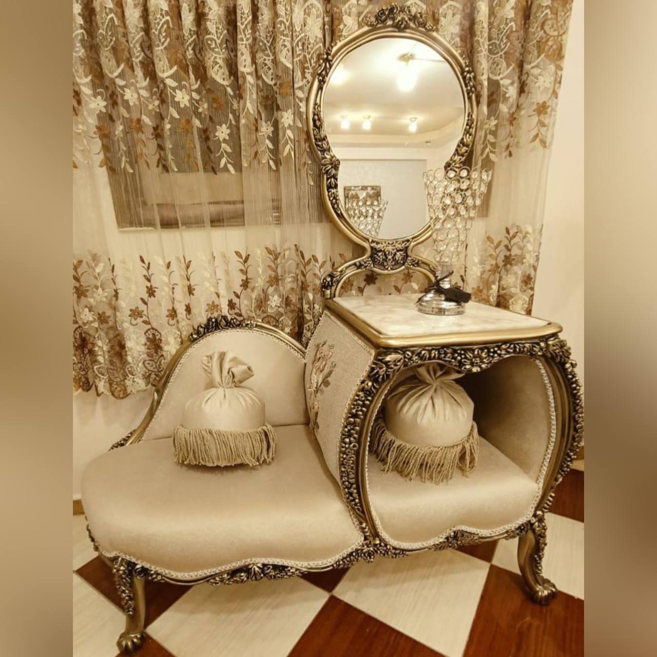 Диван/Банкетка Столик и Зеркало в стиле венецианского барокко
