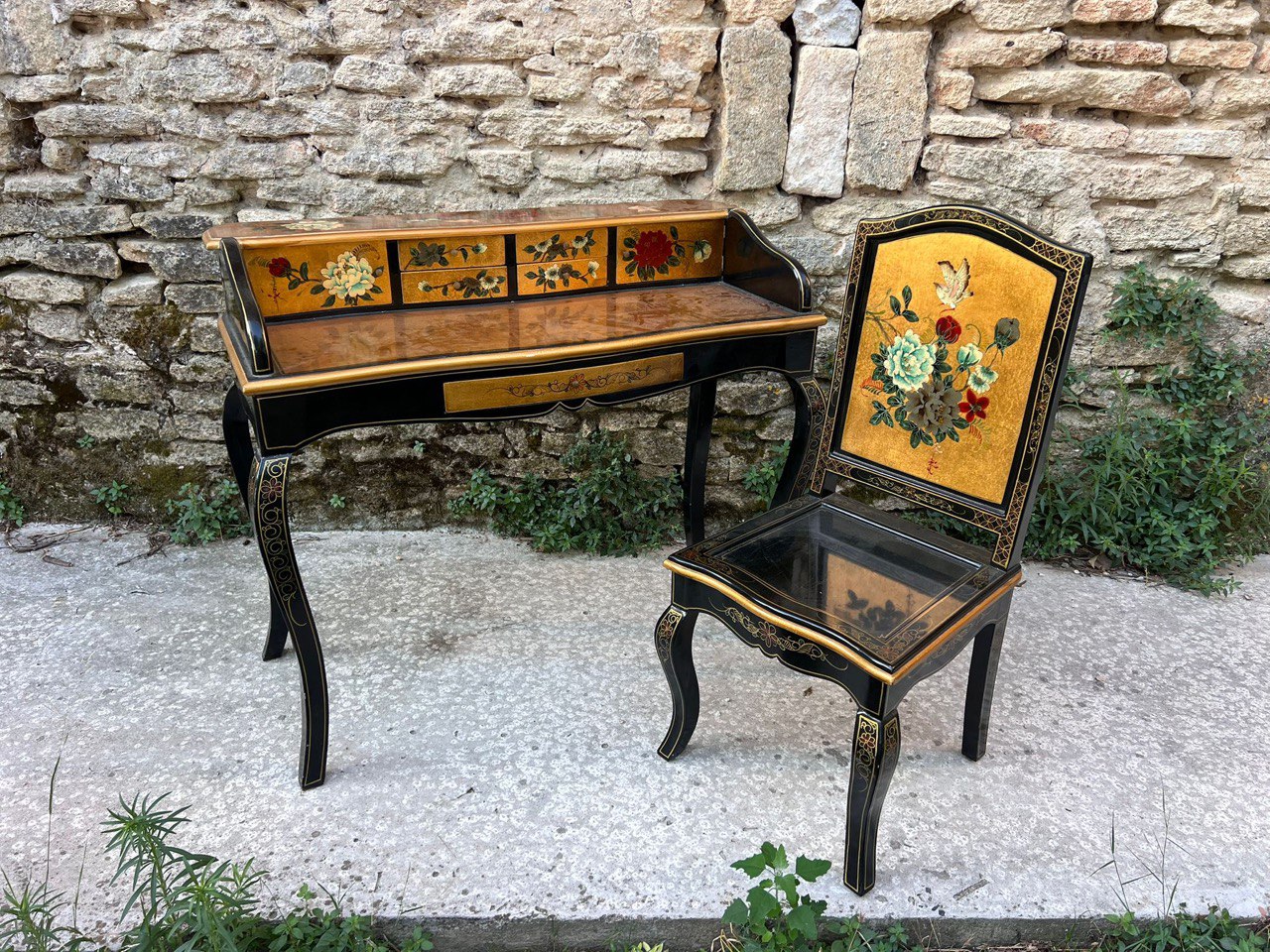 Комплект: Стол/Бюро и Стул в стиле шинуазри