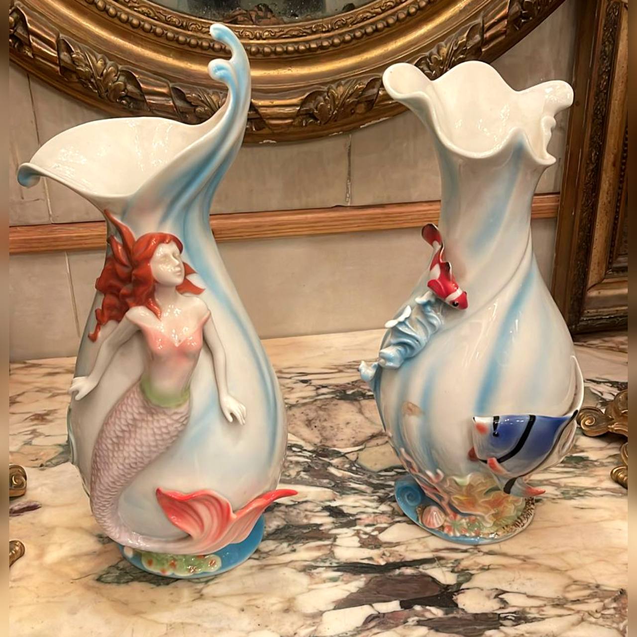 Ваза винтажная с русалкой 2 штуки