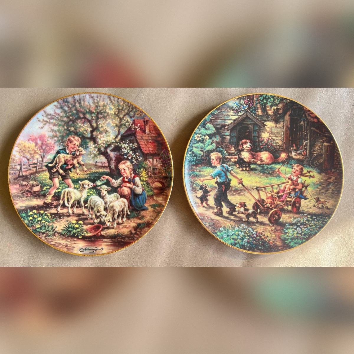 Набор: Тарелка коллекционная 2 штуки серия «Детство на ферме»