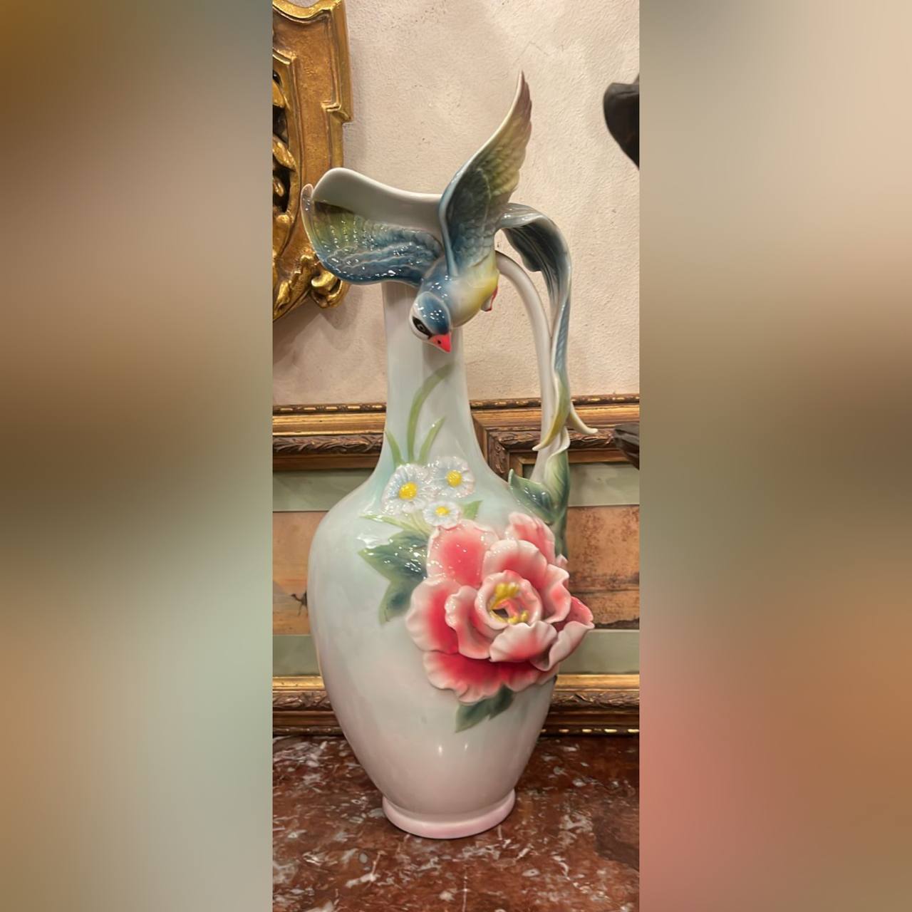 Ваза винтажная с птицей