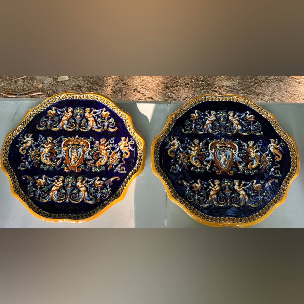 Тарелка декоративная винтажная в стиле Жьен/Gien 2 штуки