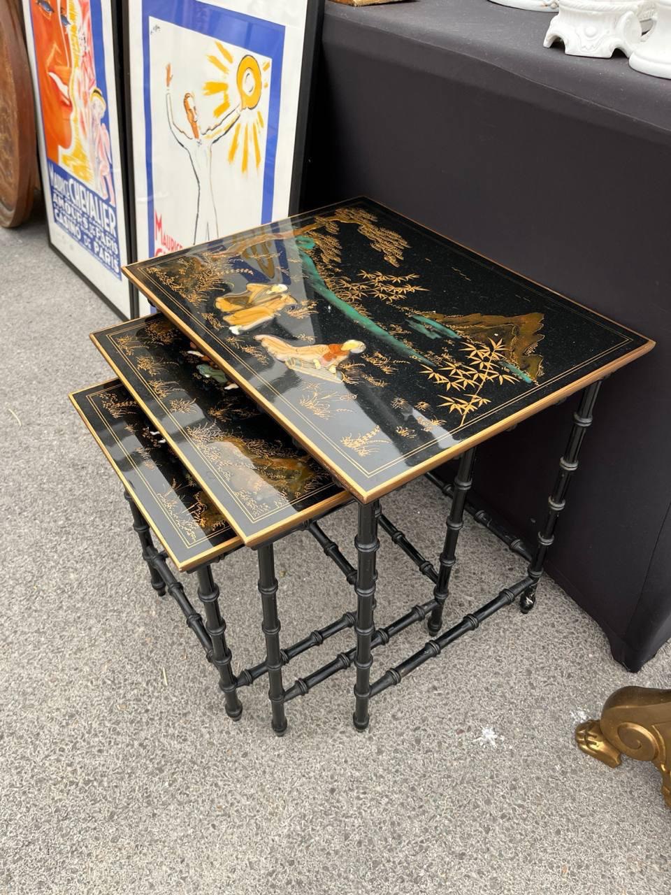 Сет: Стол/Подставка 3 штуки в стиле шинуазри