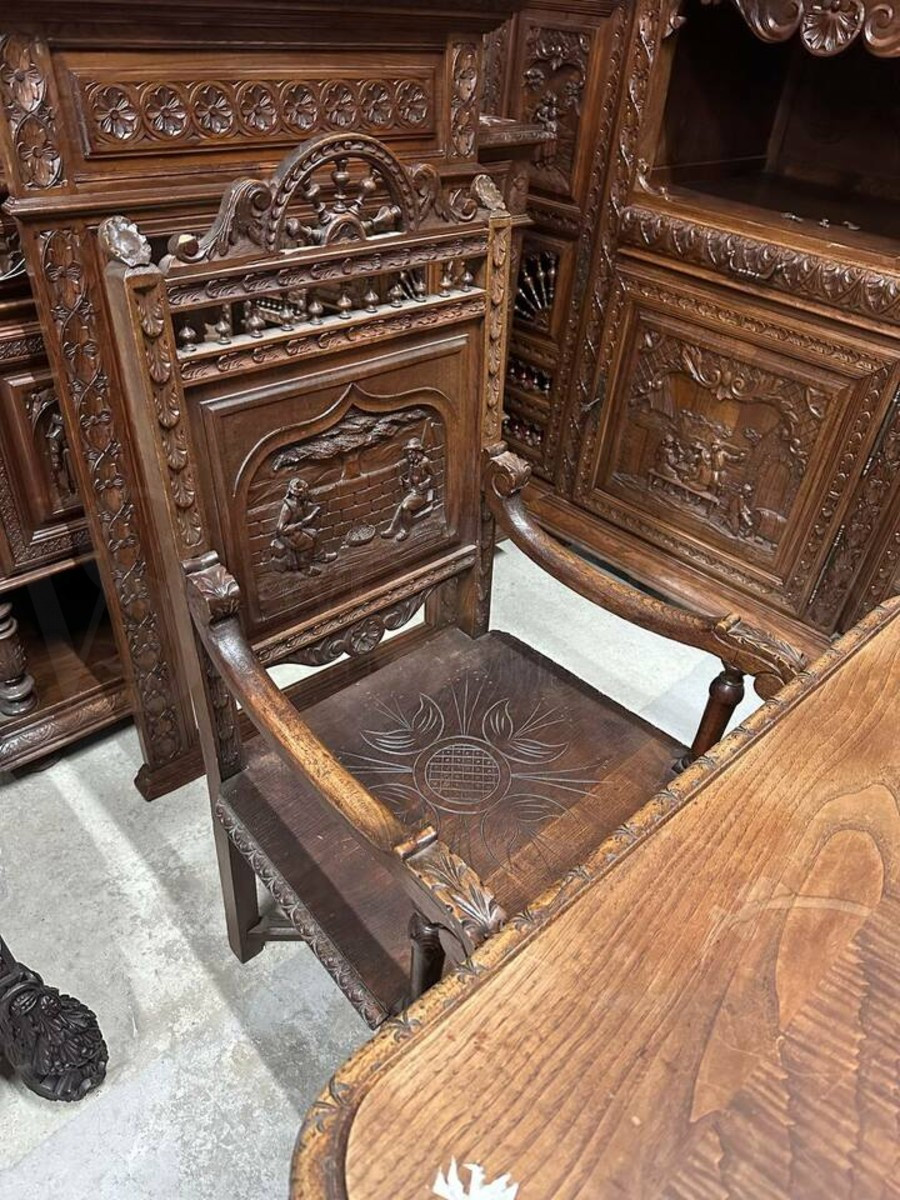 Комплект обеденный: Стол Стул 6 штук и Кресло 2 штуки в бретонском стиле