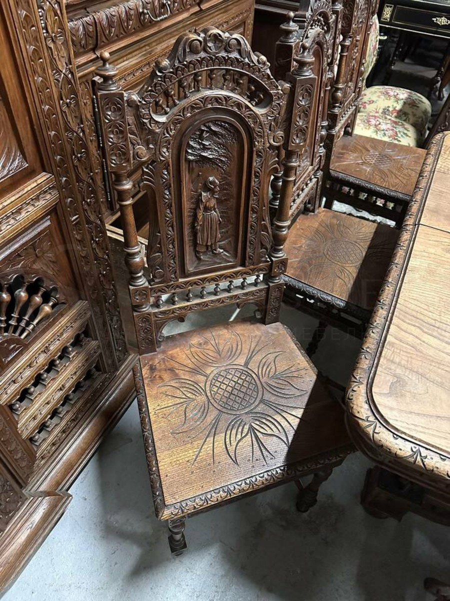 Комплект обеденный: Стол Стул 6 штук и Кресло 2 штуки в бретонском стиле