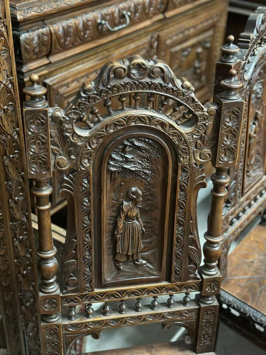 Комплект обеденный: Стол Стул 6 штук и Кресло 2 штуки в бретонском стиле