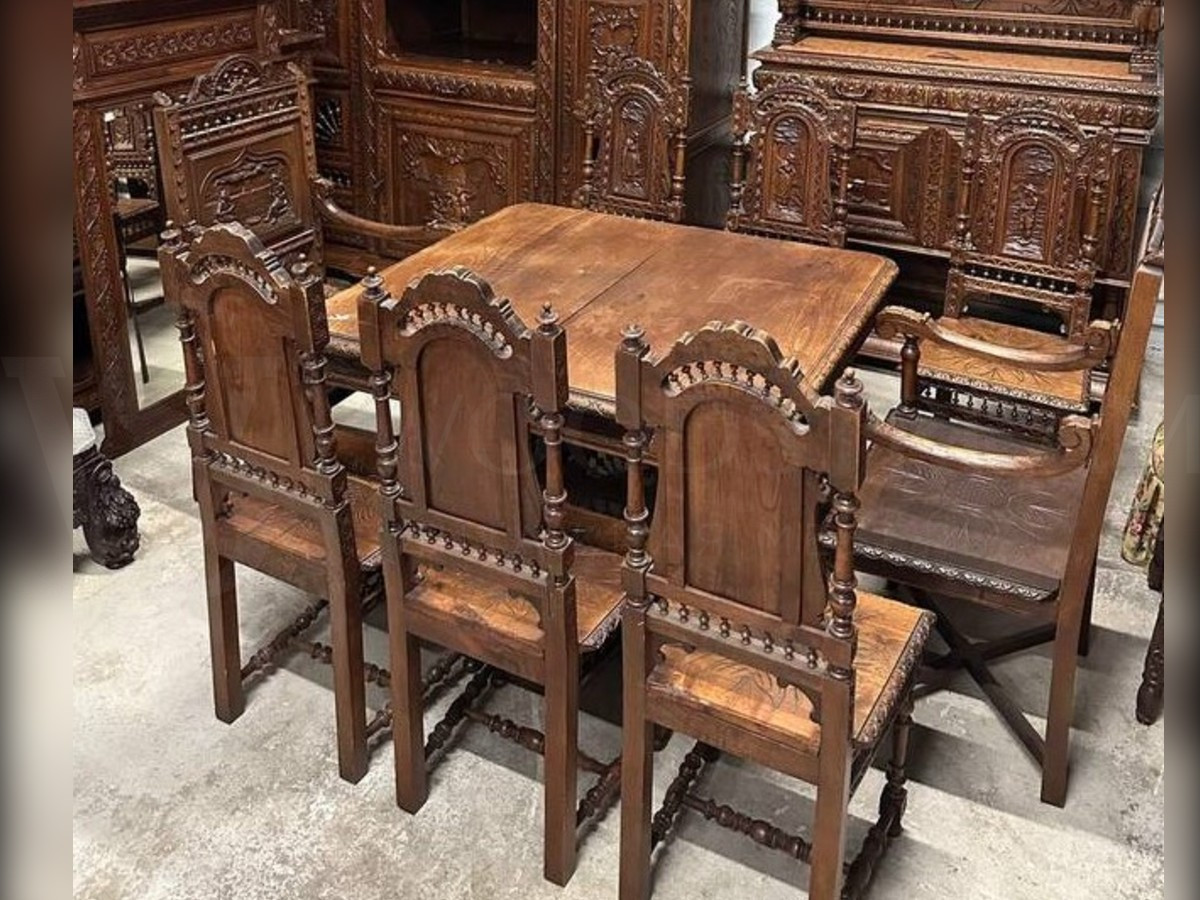 Комплект обеденный: Стол Стул 6 штук и Кресло 2 штуки в бретонском стиле