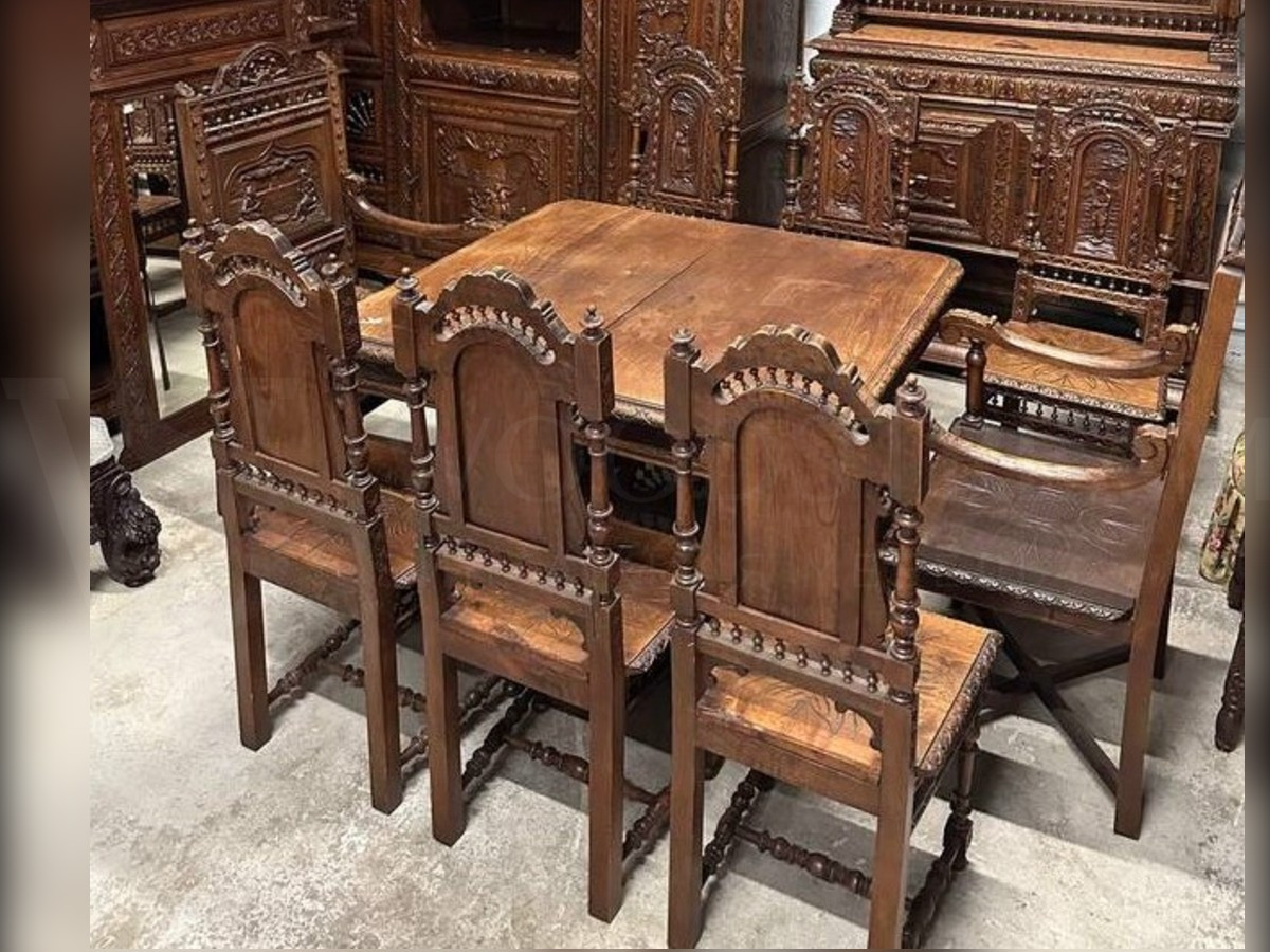 Комплект обеденный: Стол Стул 6 штук и Кресло 2 штуки в бретонском стиле