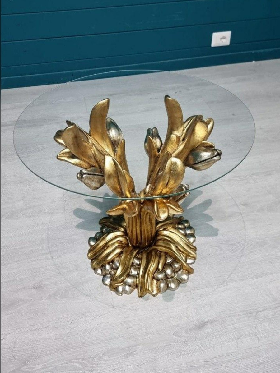 Подставка/Стол со стеклянной столешницей в стиле барокко