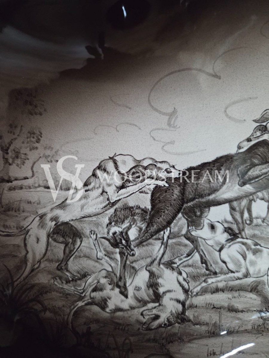 Тарелка декоративная со сценой охоты