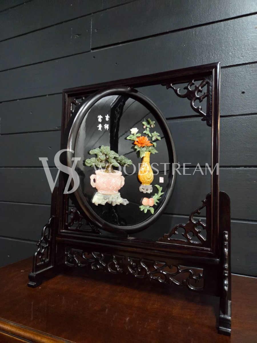 Декоративный элемент настольный/Панно в стиле шинуазри на подставке