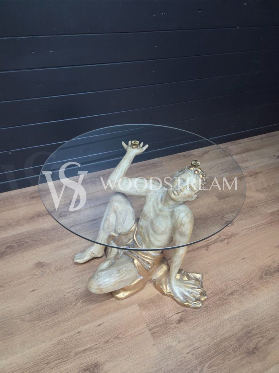 Стол со стеклянной столешницей и подстольем в форме мавра