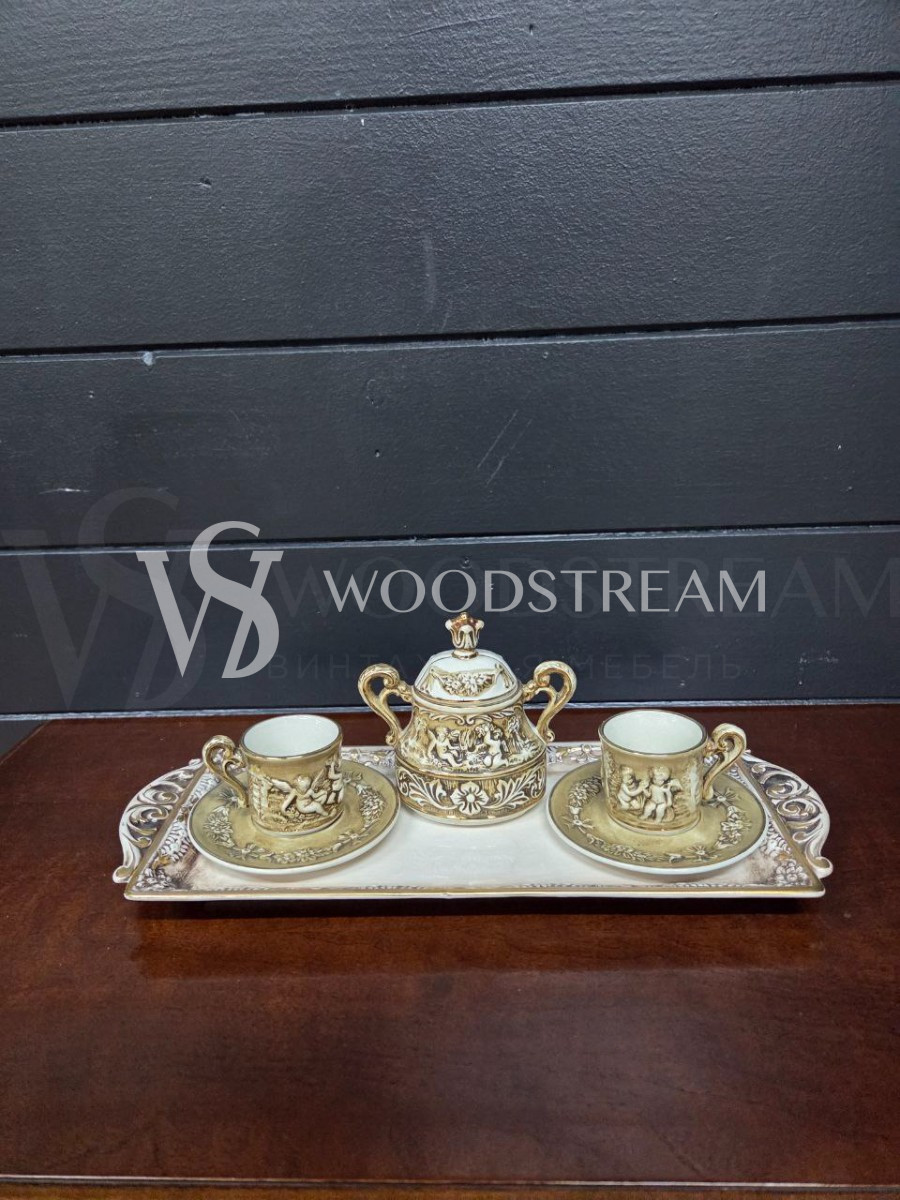 Сервиз чайный/кофейный на 2 персоны на подносе Каподимонте