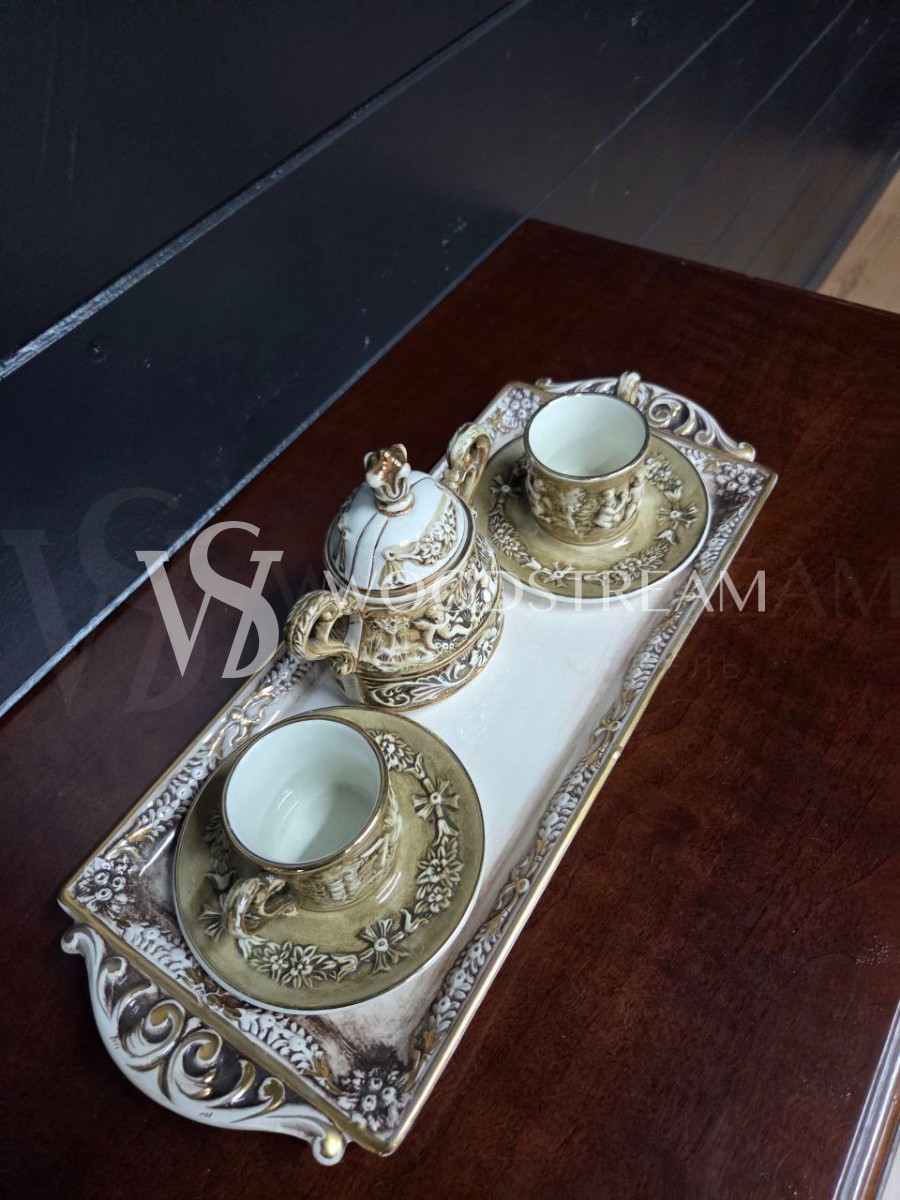 Сервиз чайный/кофейный на 2 персоны на подносе Каподимонте