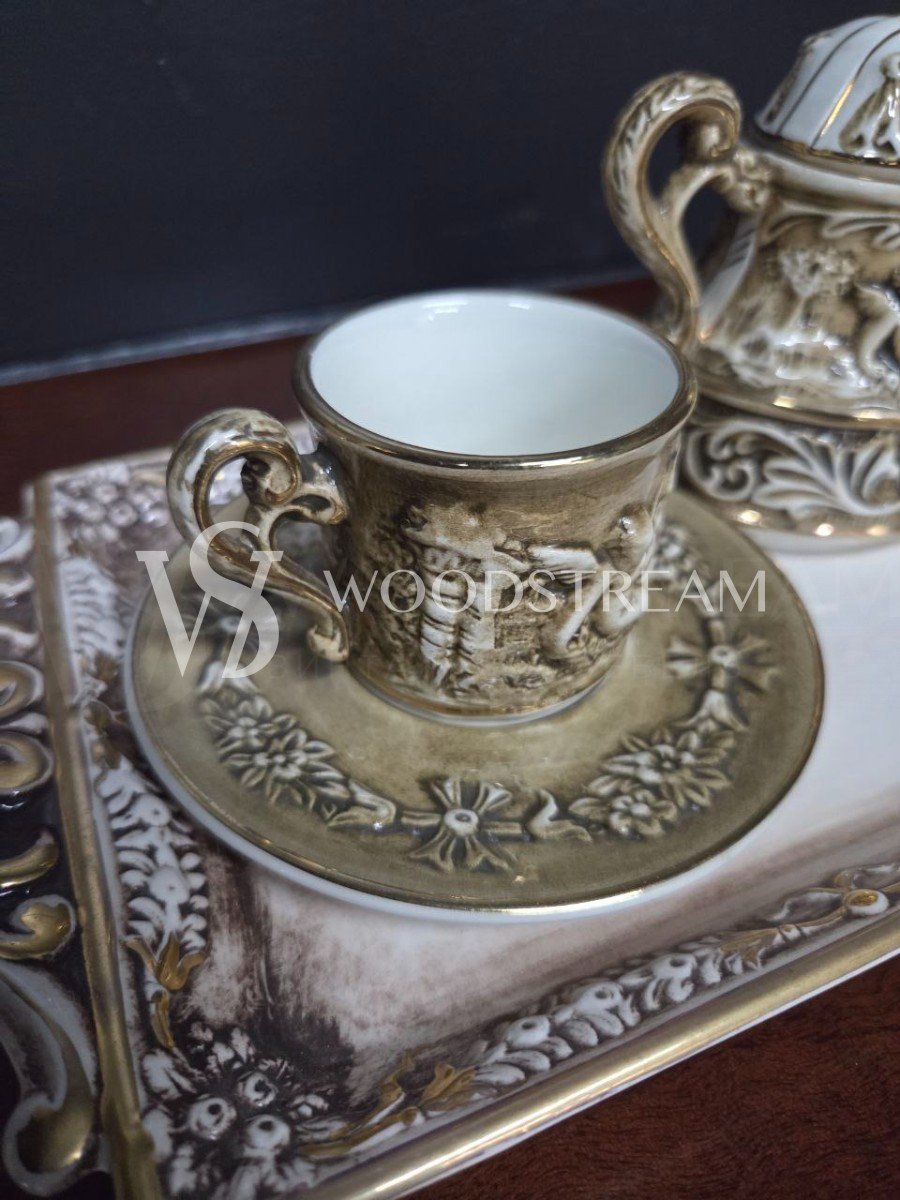 Сервиз чайный/кофейный на 2 персоны на подносе Каподимонте