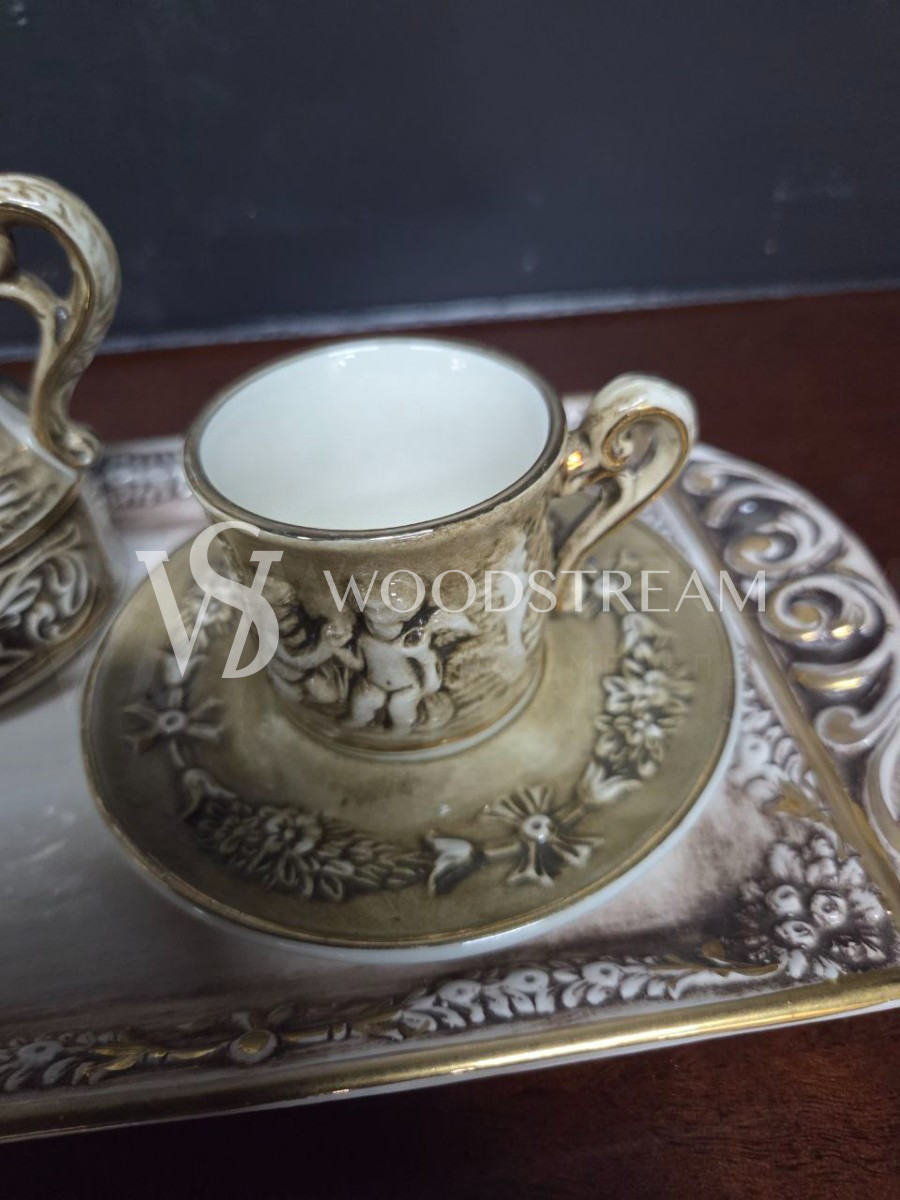 Сервиз чайный/кофейный на 2 персоны на подносе Каподимонте