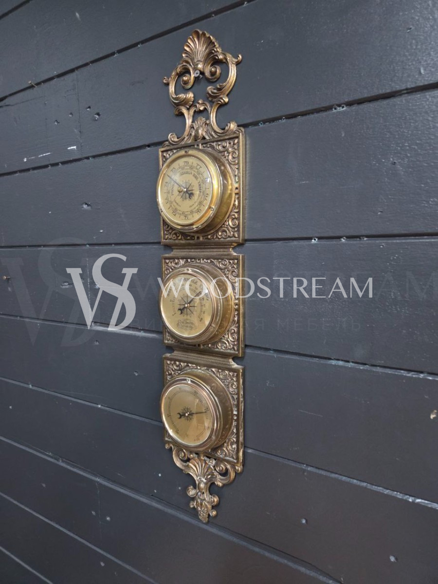 Метеостанция/Часы настенные с барометром  винтажные