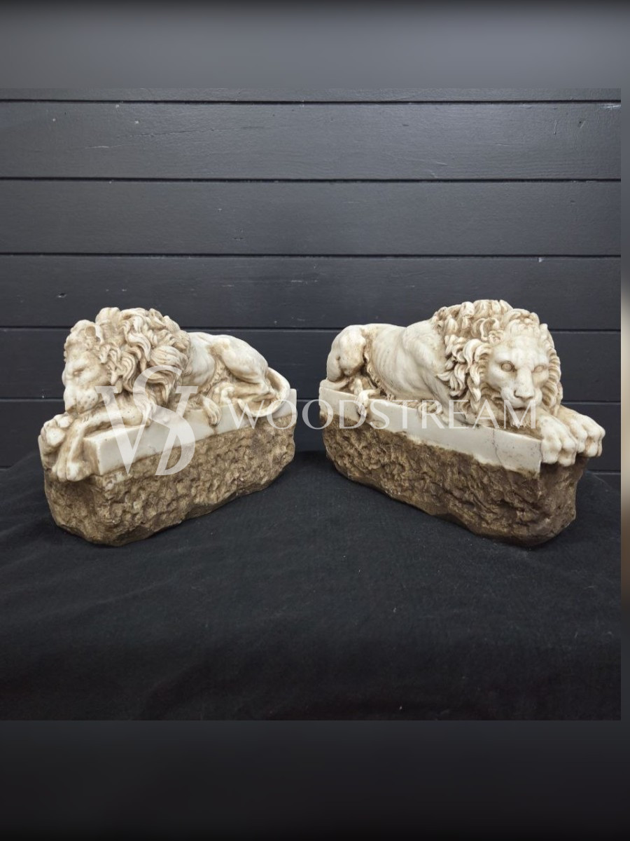 Статуэтка/Скульптура 2 штуки Спящий и пробуждающийся лев