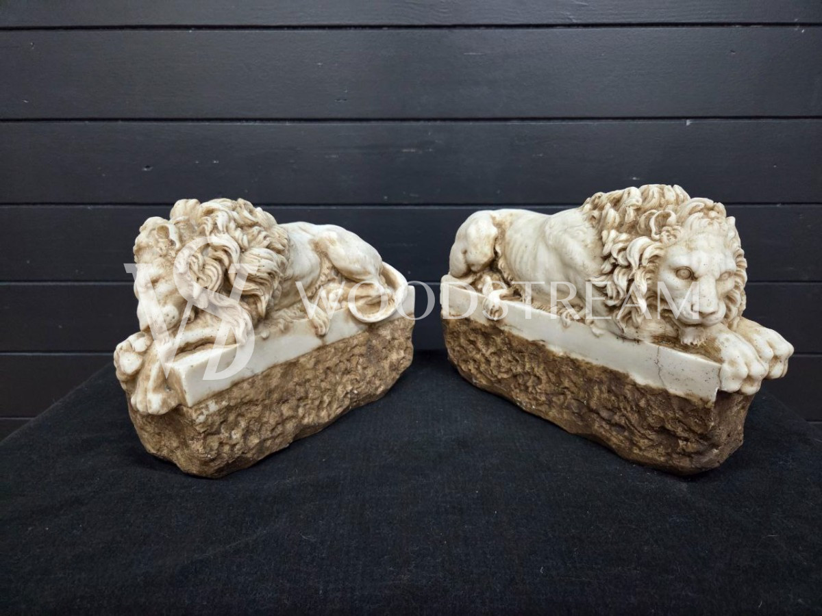Статуэтка/Скульптура 2 штуки Спящий и пробуждающийся лев