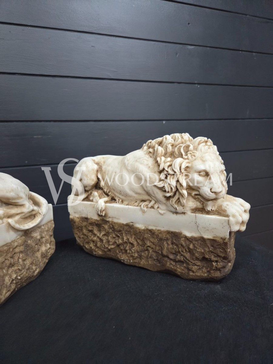 Статуэтка/Скульптура 2 штуки Спящий и пробуждающийся лев