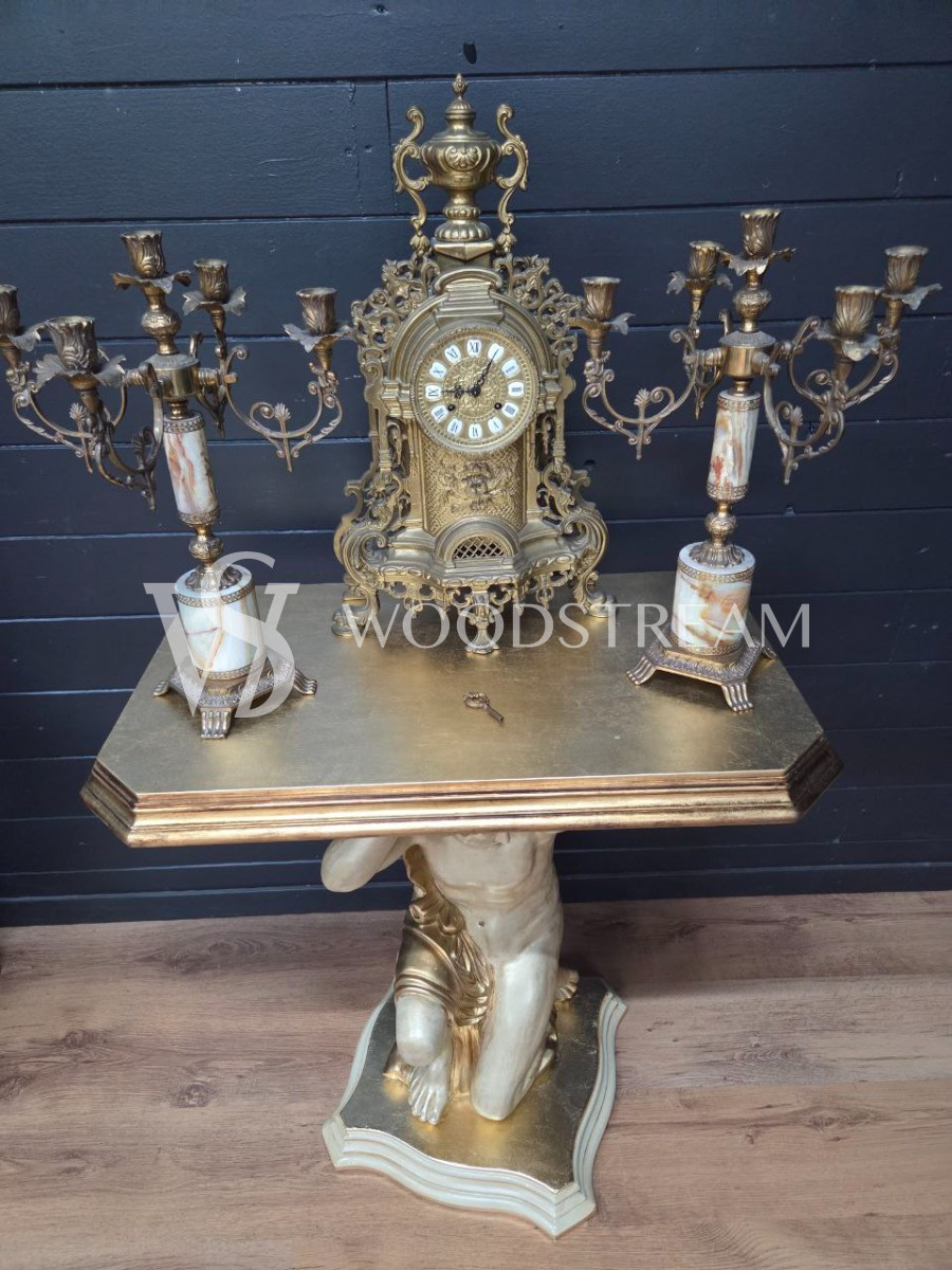 Комплект каминный: Часы и Подсвечник 2 штуки