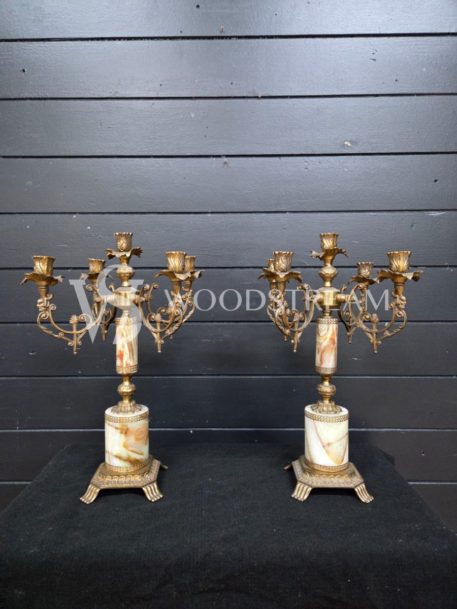 Комплект каминный: Часы и Подсвечник 2 штуки