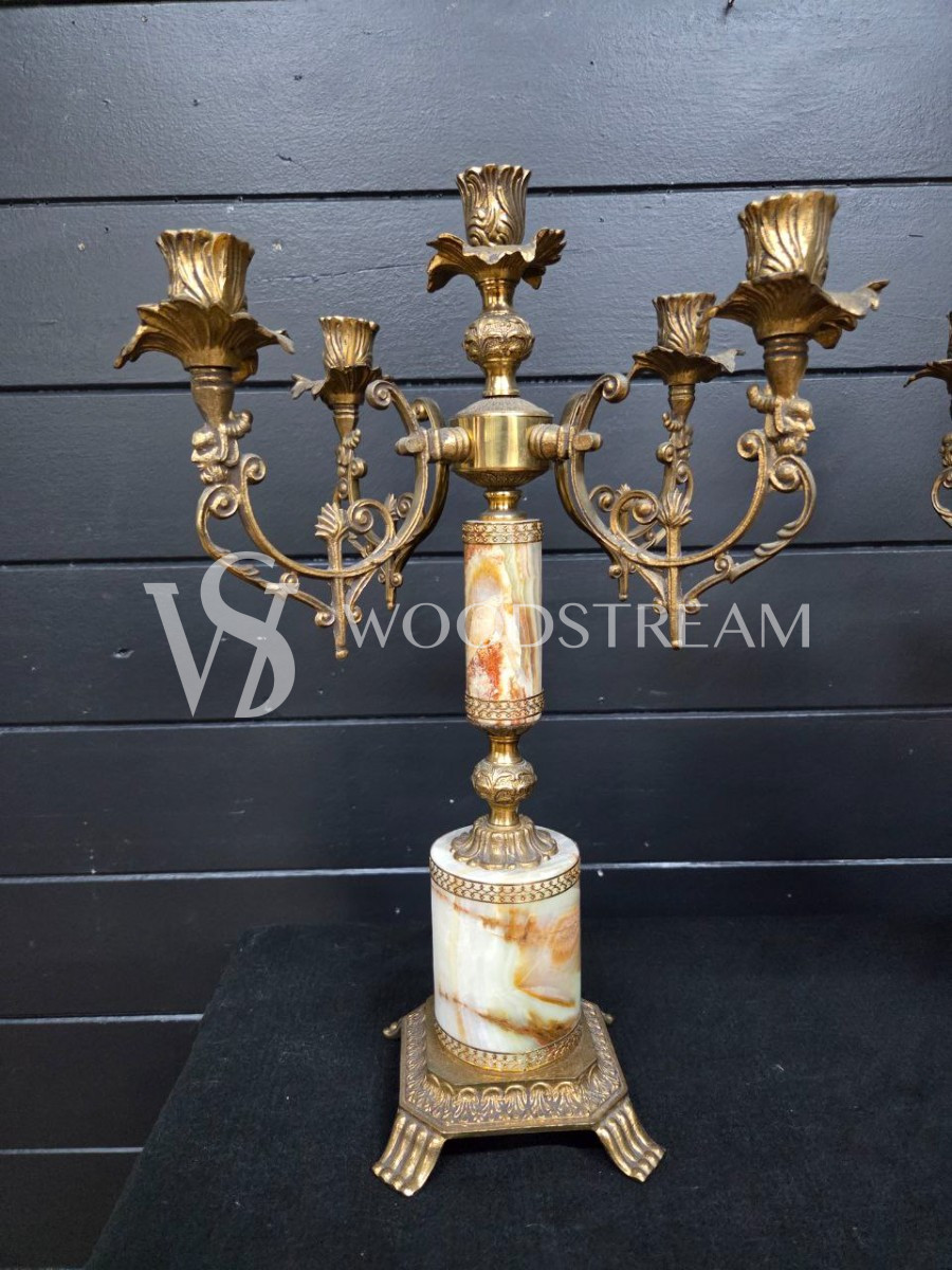 Комплект каминный: Часы и Подсвечник 2 штуки