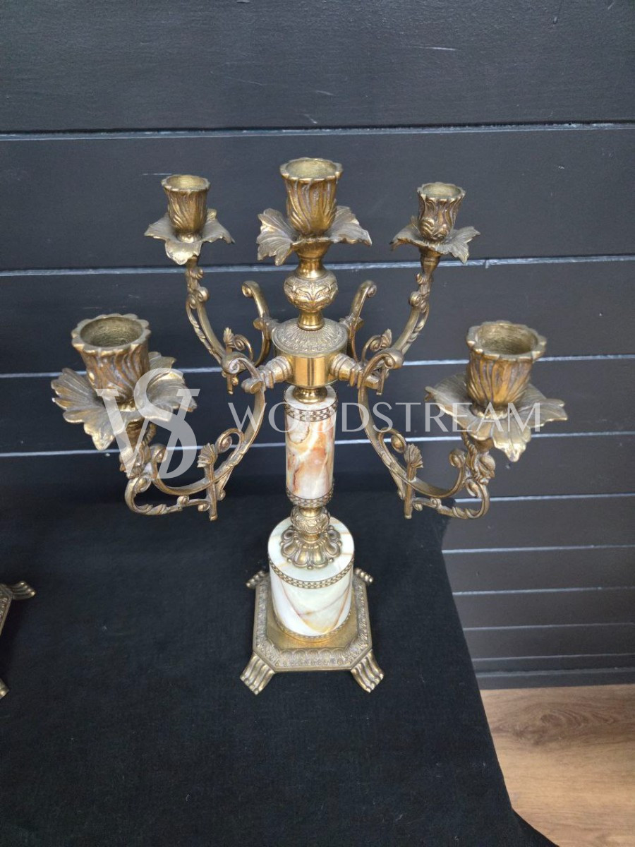 Комплект каминный: Часы и Подсвечник 2 штуки