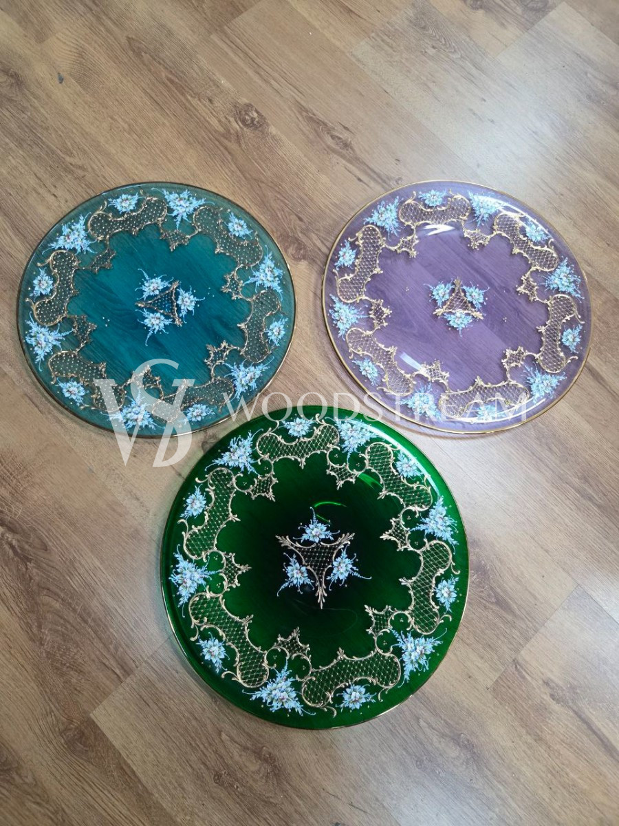 Комплект: Тарелка/Поднос/Подставка винтажная 3 штуки