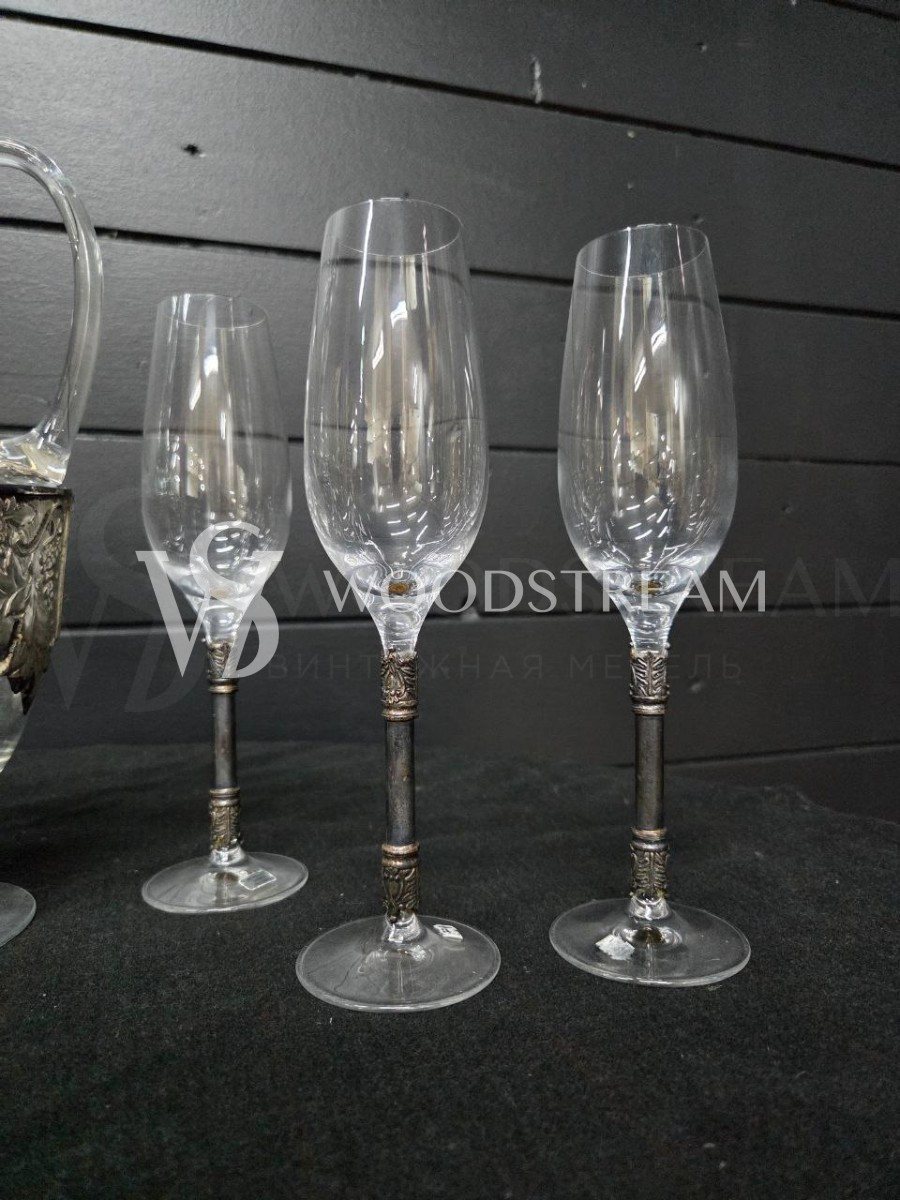 Набор: Графин/Декантер и Бокал/Фужер 6 штук на зеркальном подносе