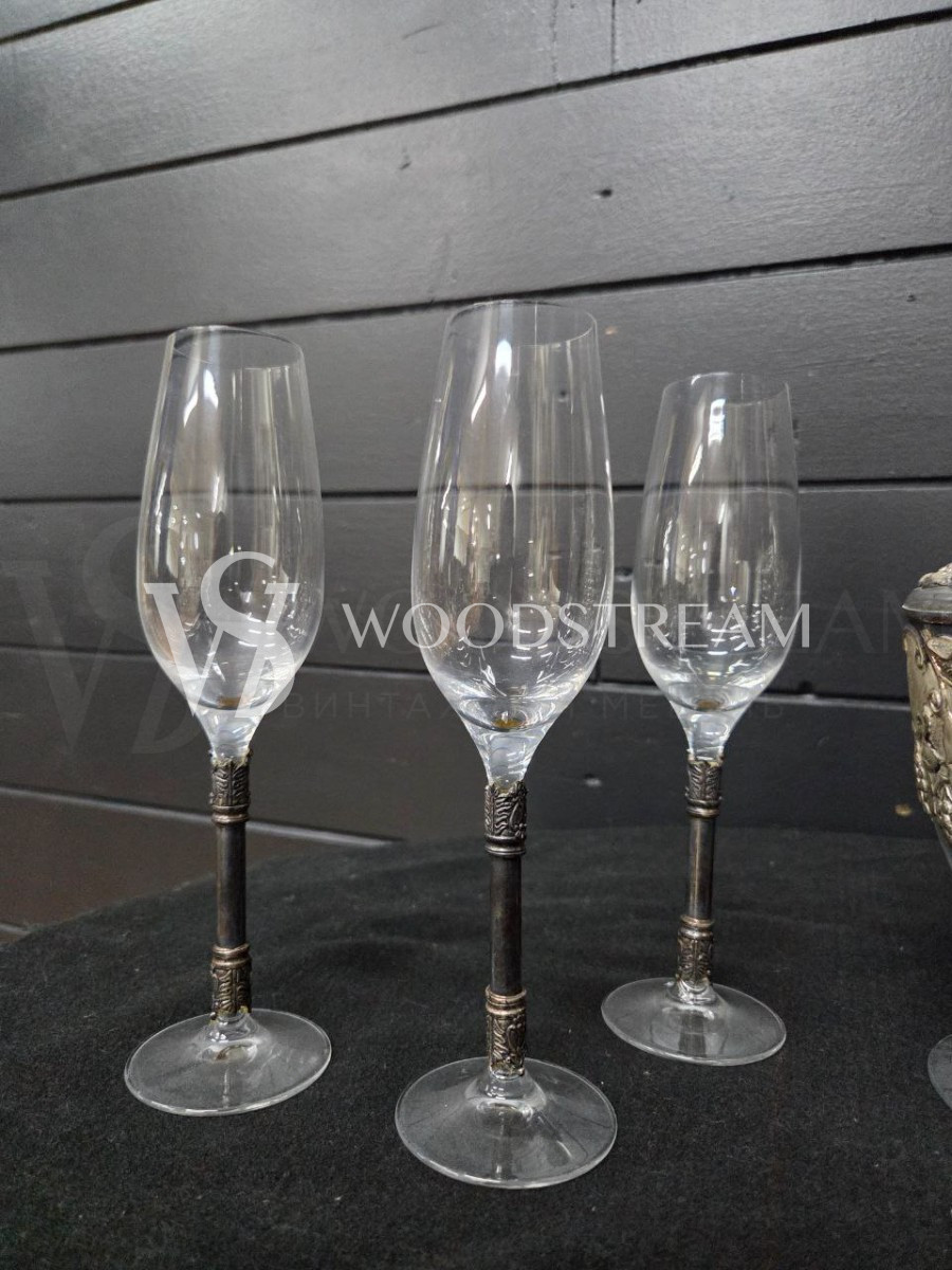 Набор: Графин/Декантер и Бокал/Фужер 6 штук на зеркальном подносе