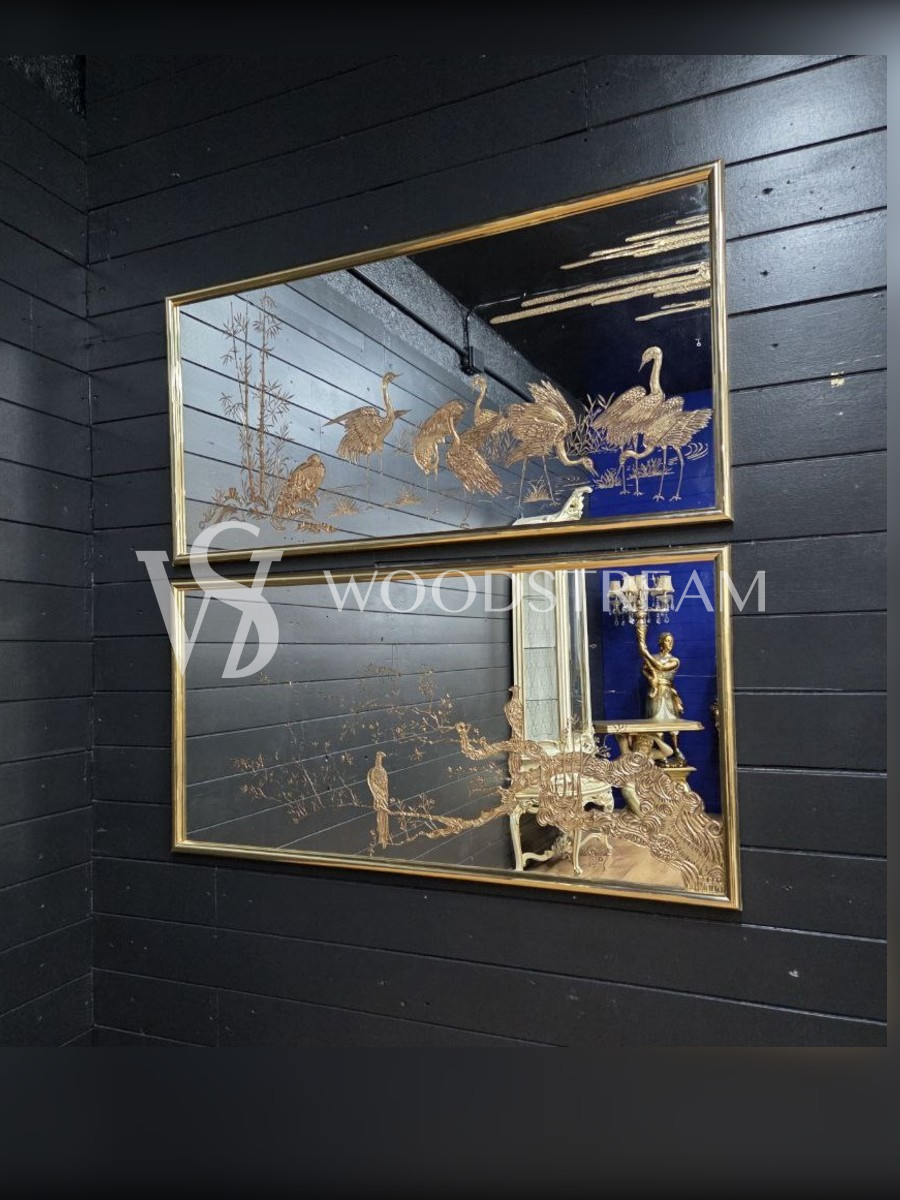 Картина зеркальная/Зеркало настенное с рисунком Птицы 2 штуки