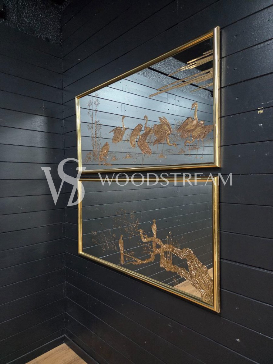 Картина зеркальная/Зеркало настенное с рисунком Птицы 2 штуки