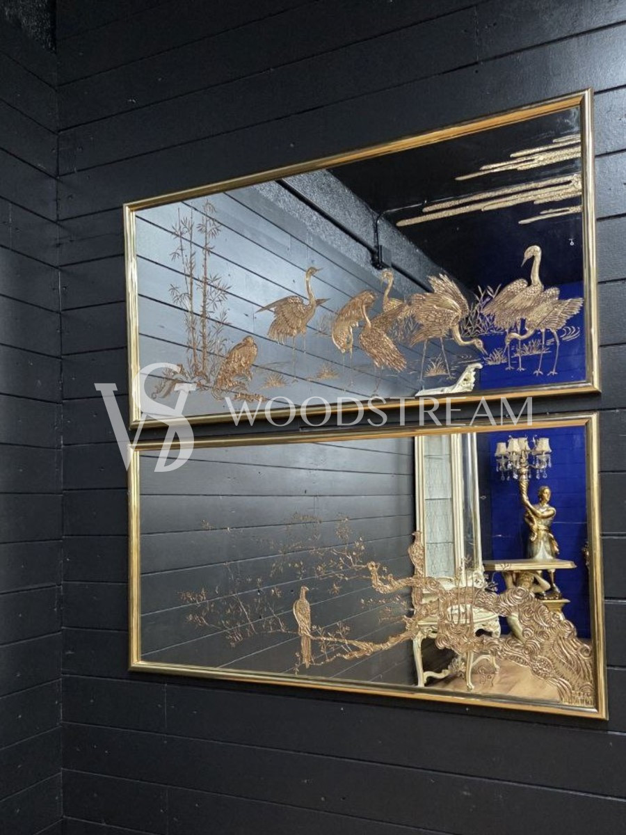 Картина зеркальная/Зеркало настенное с рисунком Птицы 2 штуки