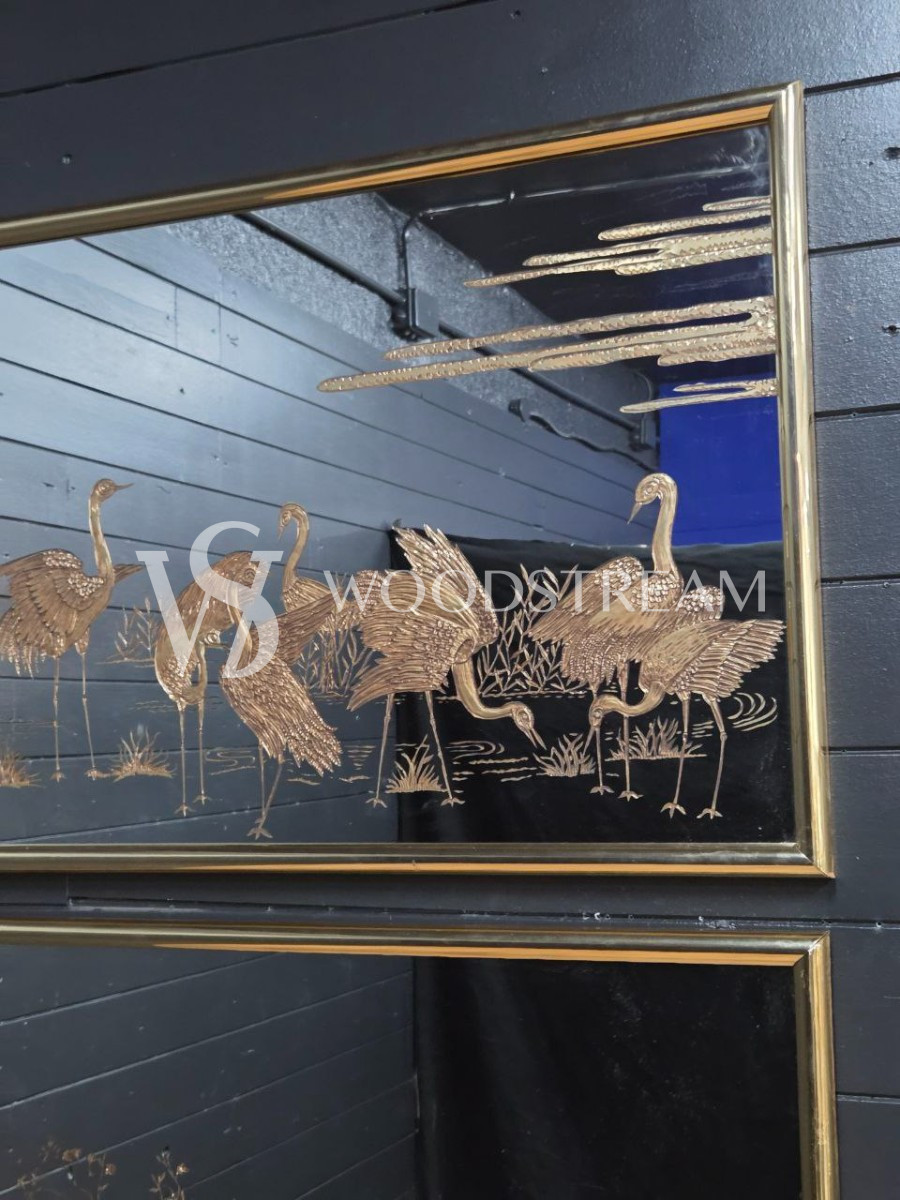 Картина зеркальная/Зеркало настенное с рисунком Птицы 2 штуки