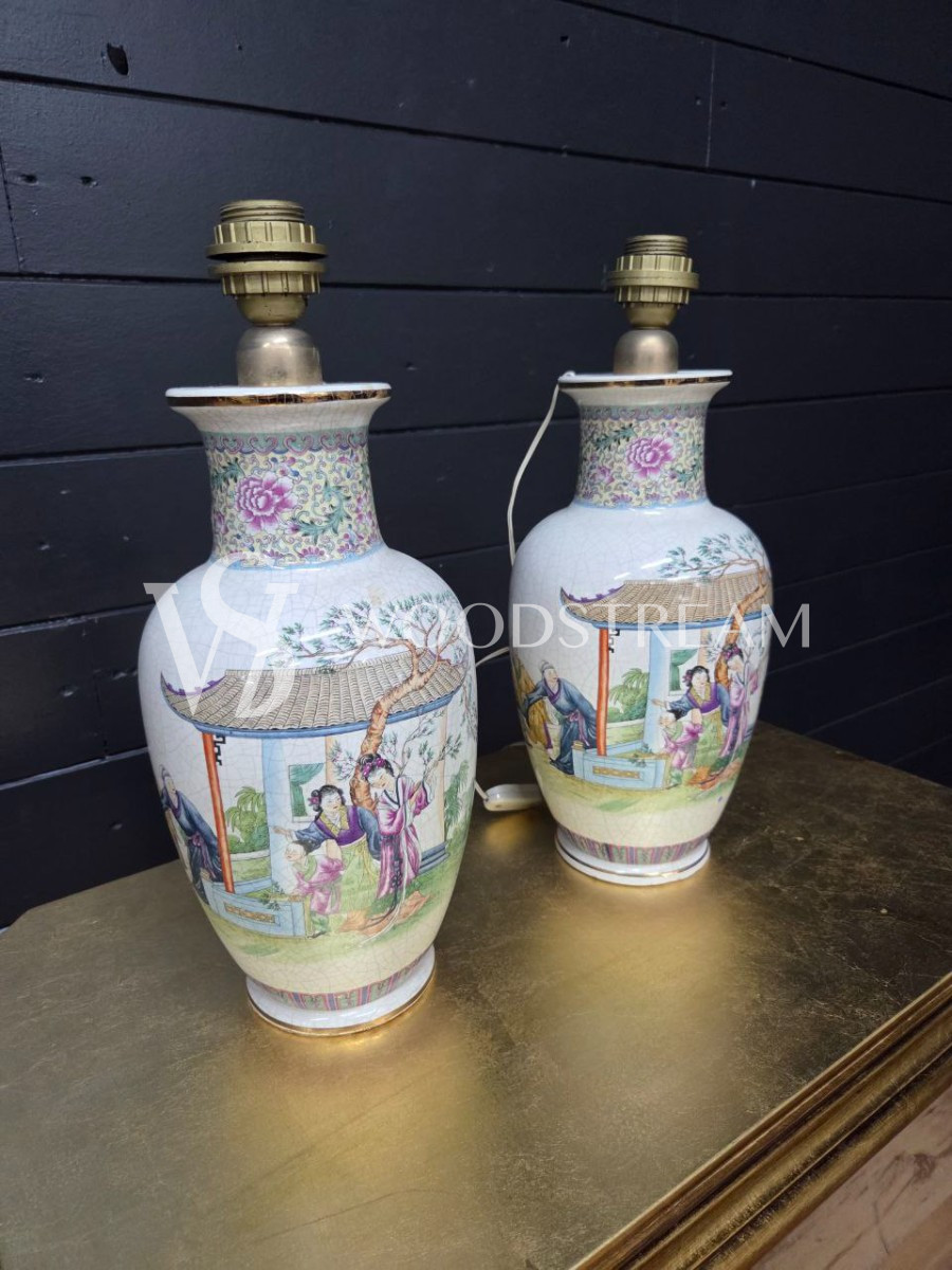 Лампа настольная в стиле шинуазри 2 штуки