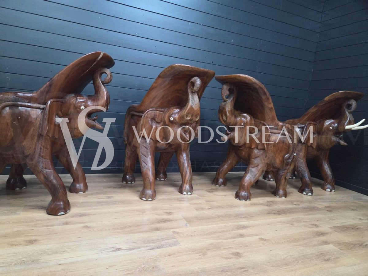 Комплект для чаепитий: Стол и Стул 4 штуки со Слонами