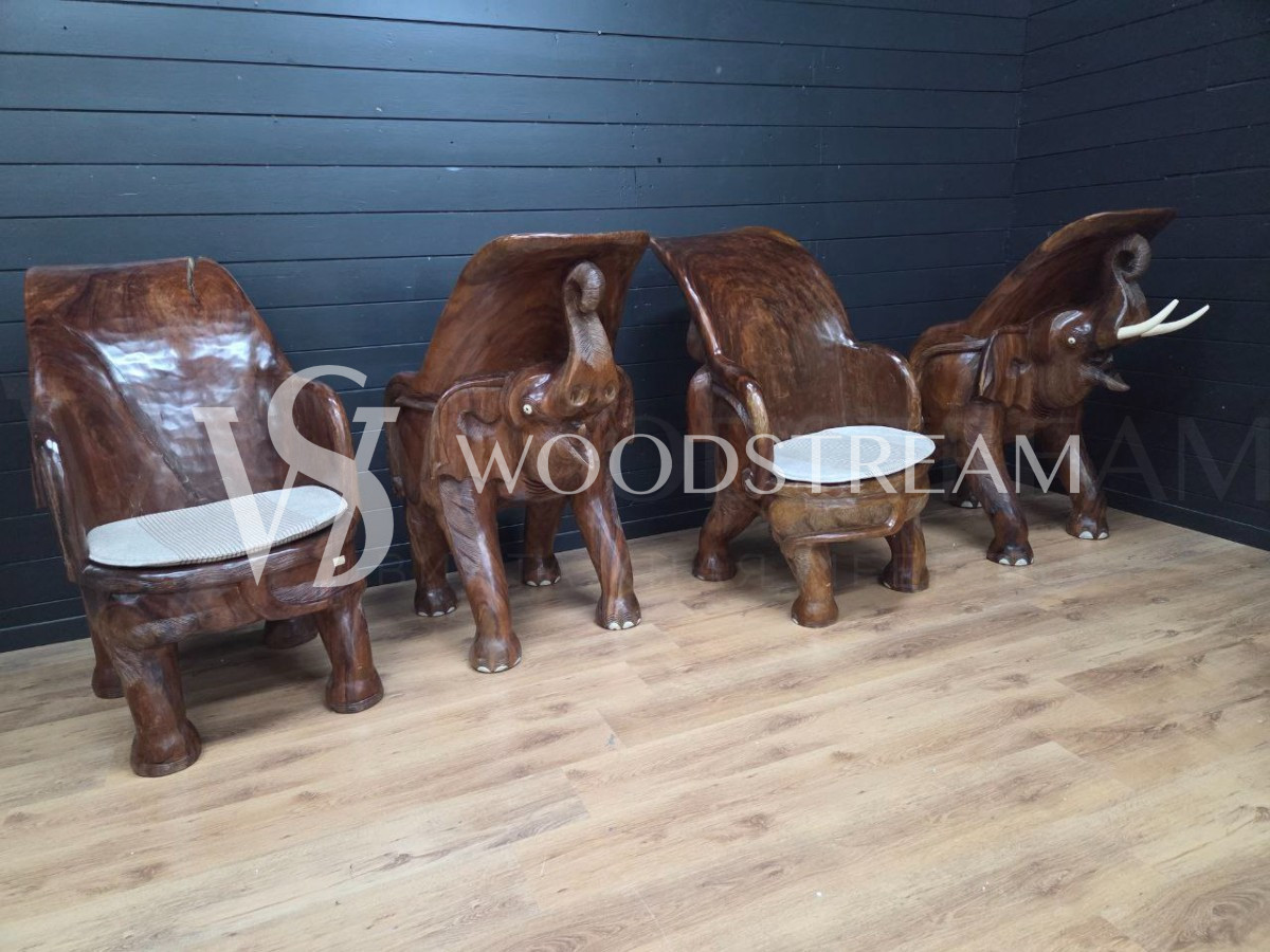 Комплект для чаепитий: Стол и Стул 4 штуки со Слонами