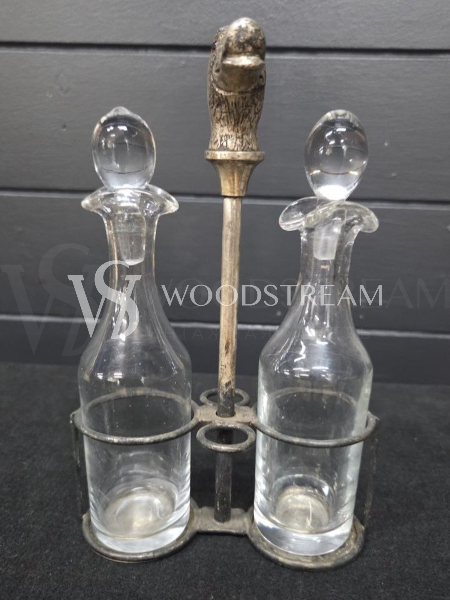 Набор: Бутылка/Соусник 2 штуки на подставке винтажный