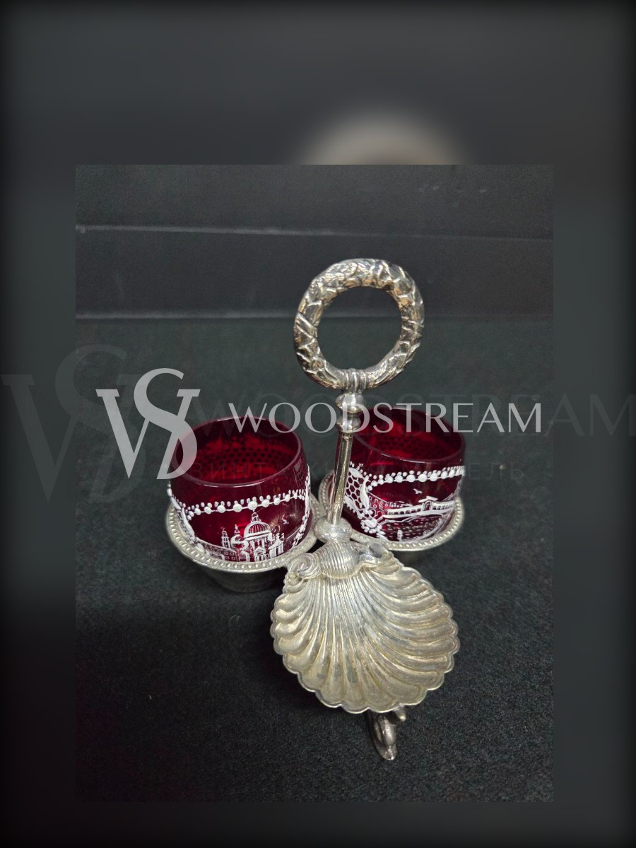 Набор для специй и соусов и икорница на подставке