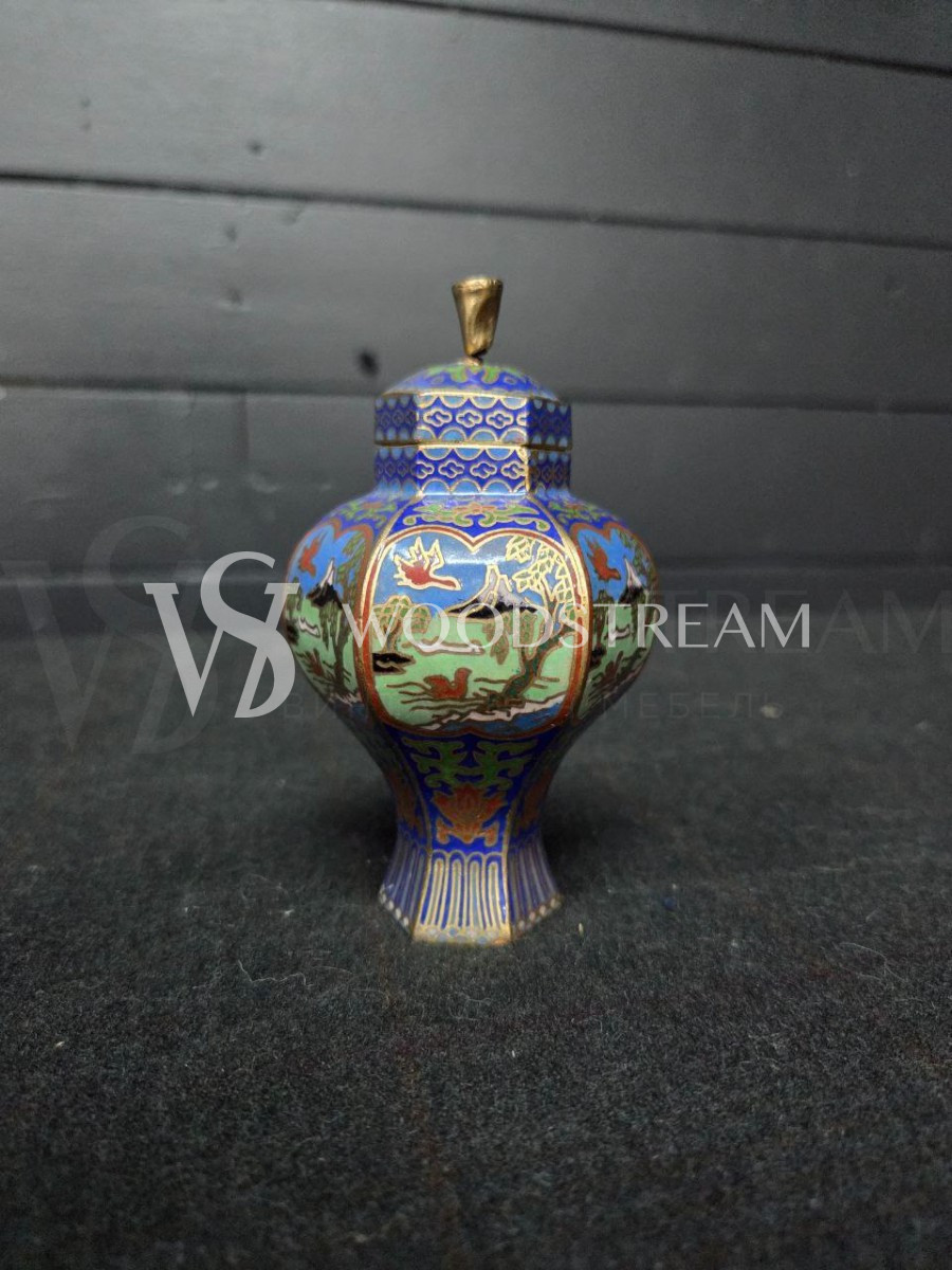 Набор декоративный: Ваза с крышкой 4 штуки и чайник Клуазоне