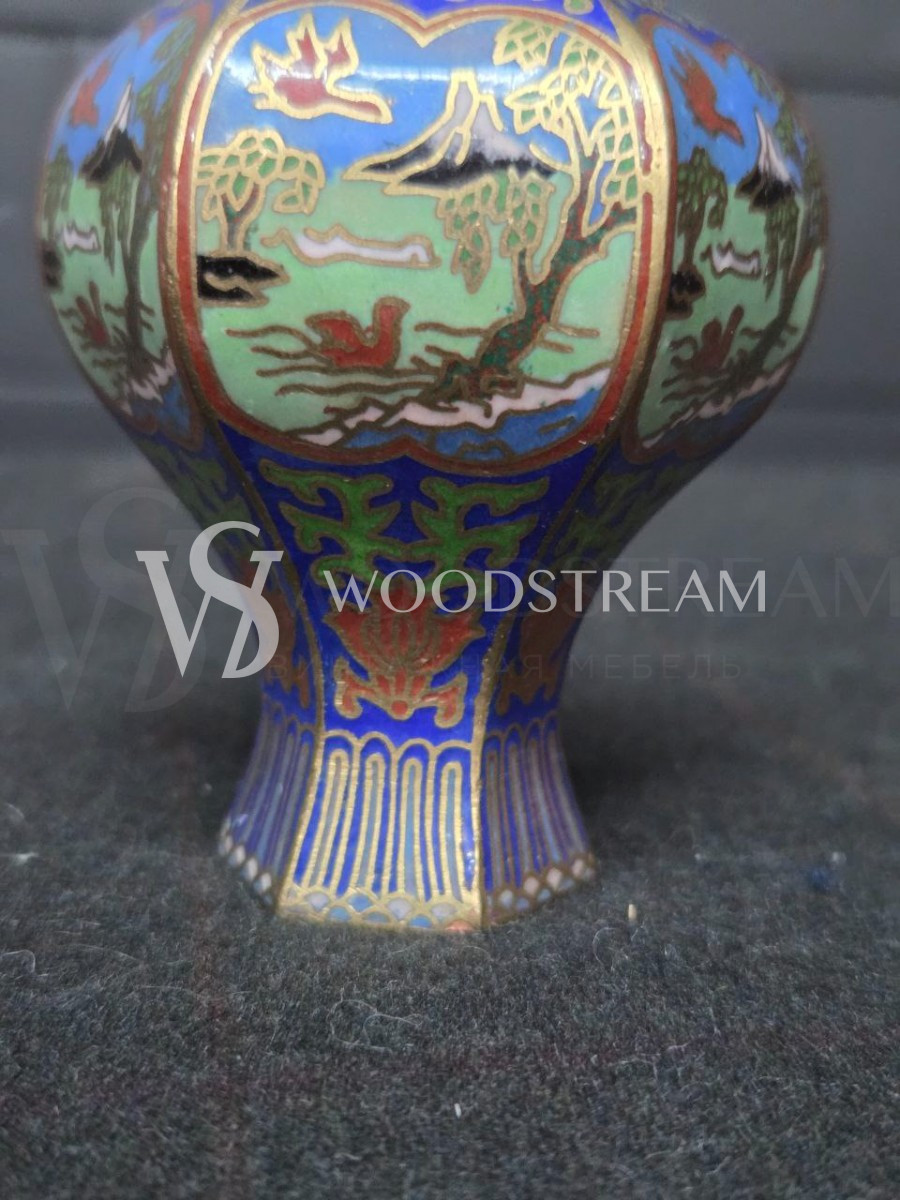 Набор декоративный: Ваза с крышкой 4 штуки и чайник Клуазоне