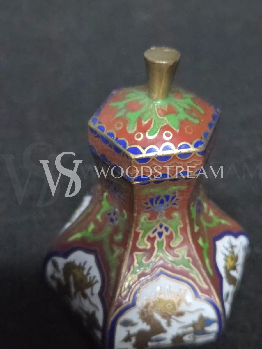 Набор декоративный: Ваза с крышкой 4 штуки и чайник Клуазоне