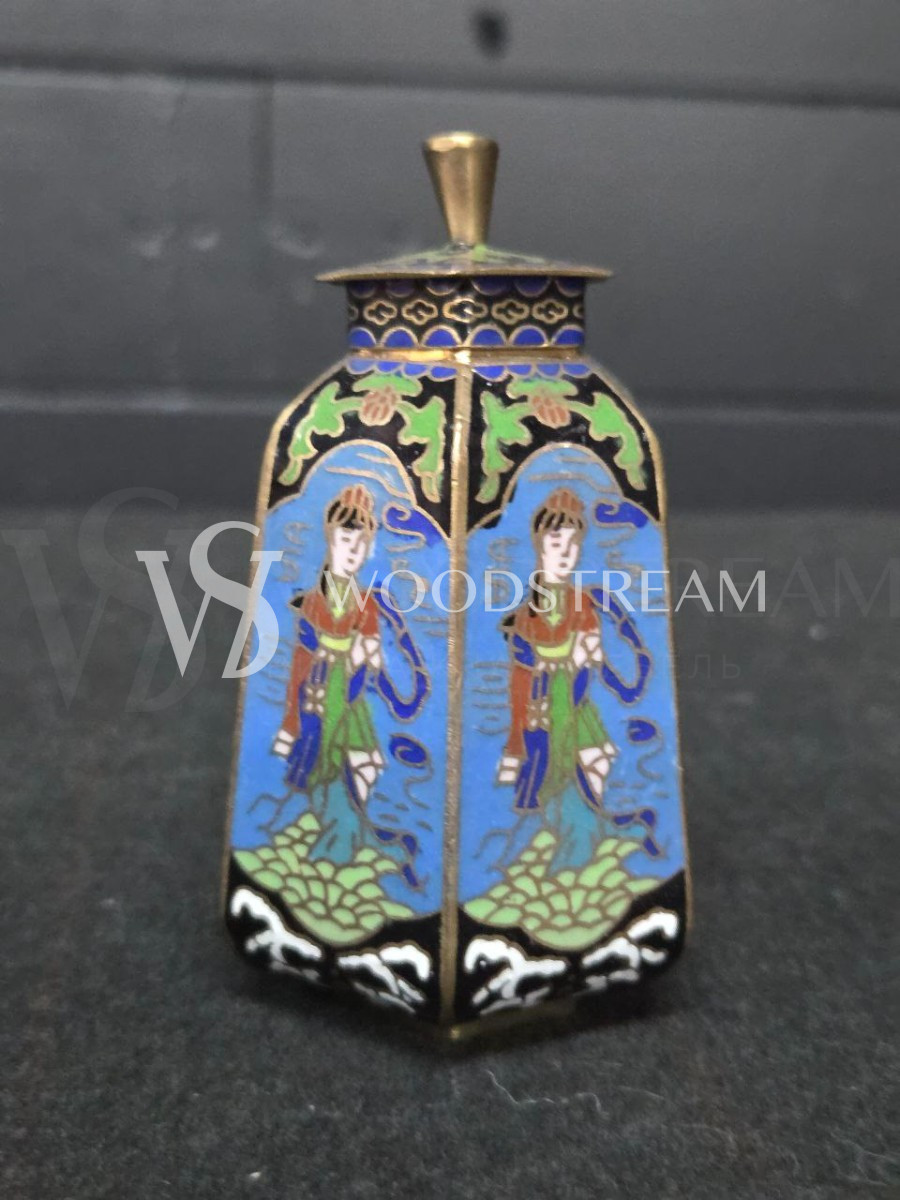 Набор декоративный: Ваза с крышкой 4 штуки и чайник Клуазоне