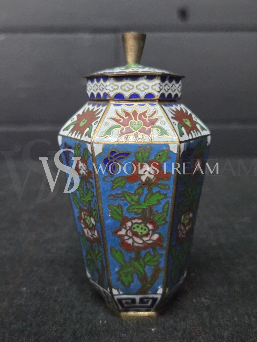 Набор декоративный: Ваза с крышкой 4 штуки и чайник Клуазоне