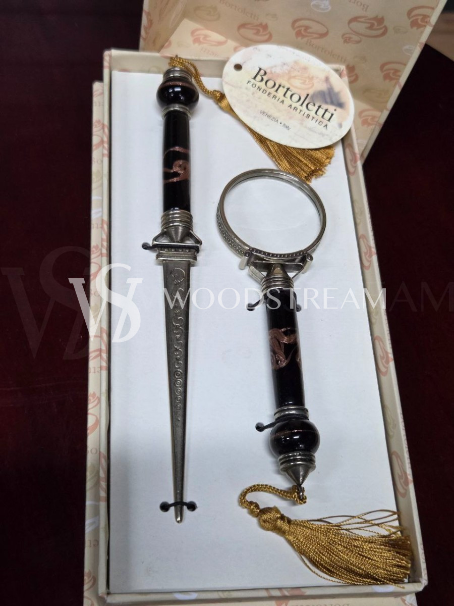 Набор кабинетный Нож и Лупа в оригинальной упаковке Bortoletti