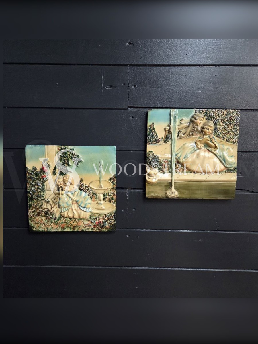 Картина/Панно/Барельеф с галантной сценой 2 штуки