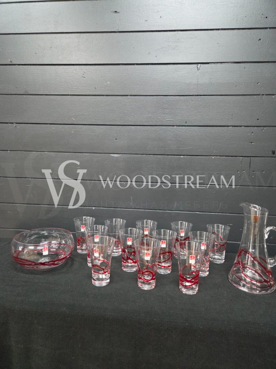 Набор для пунша: Кувшин Стакан 12 штуки и Ваза