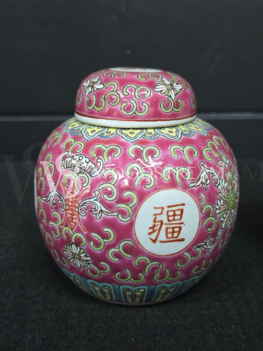 Банка/Ваза с крышкой в стиле шинуазри 2 штуки